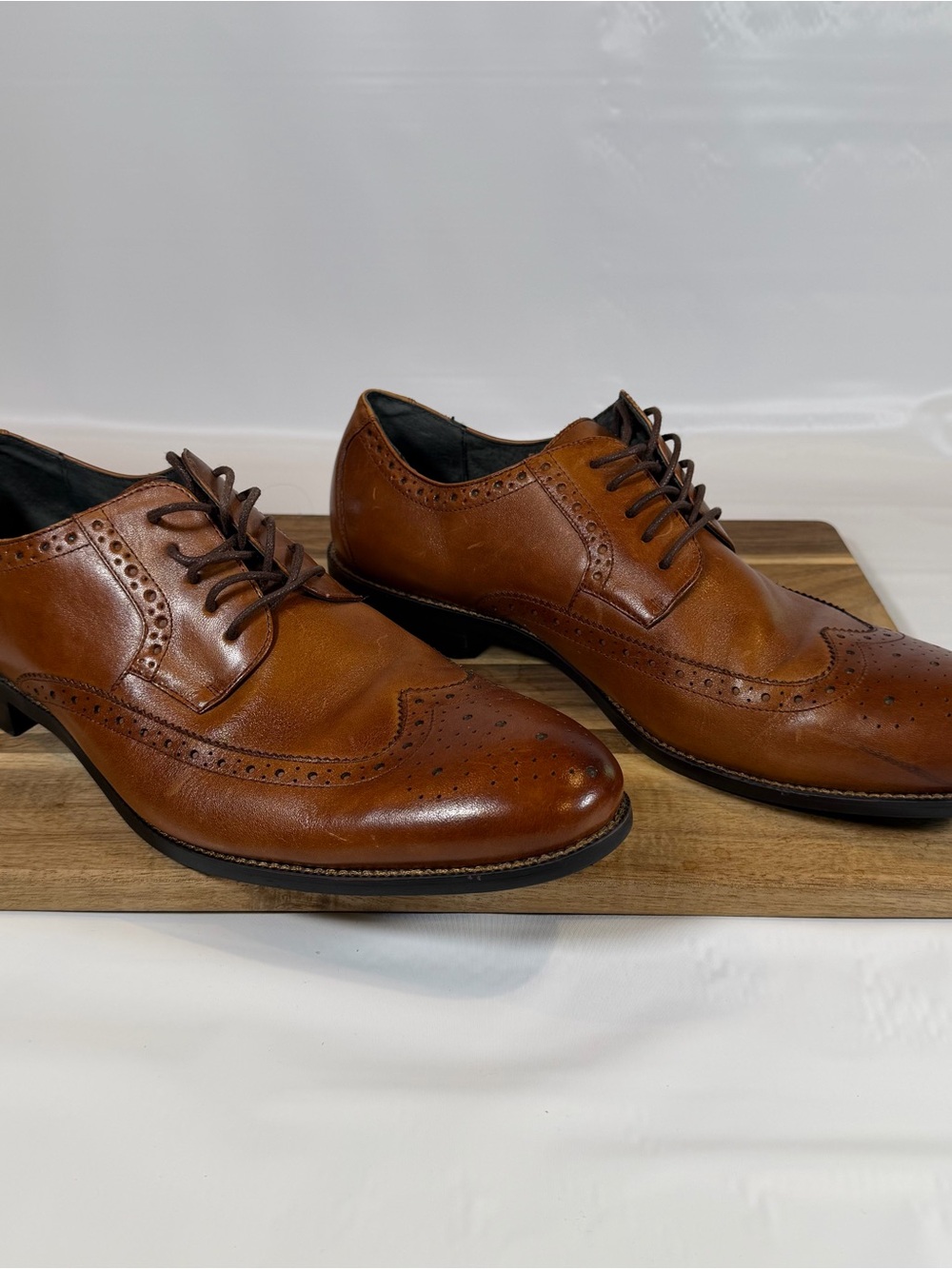 Stacy Adams Classic Men's Wingtip Dress Shoes Size 13 Leather Cognac Brown